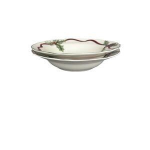 Holly Bells by Noble Excellence Soup Bowls (2) Christmas Dinnerware